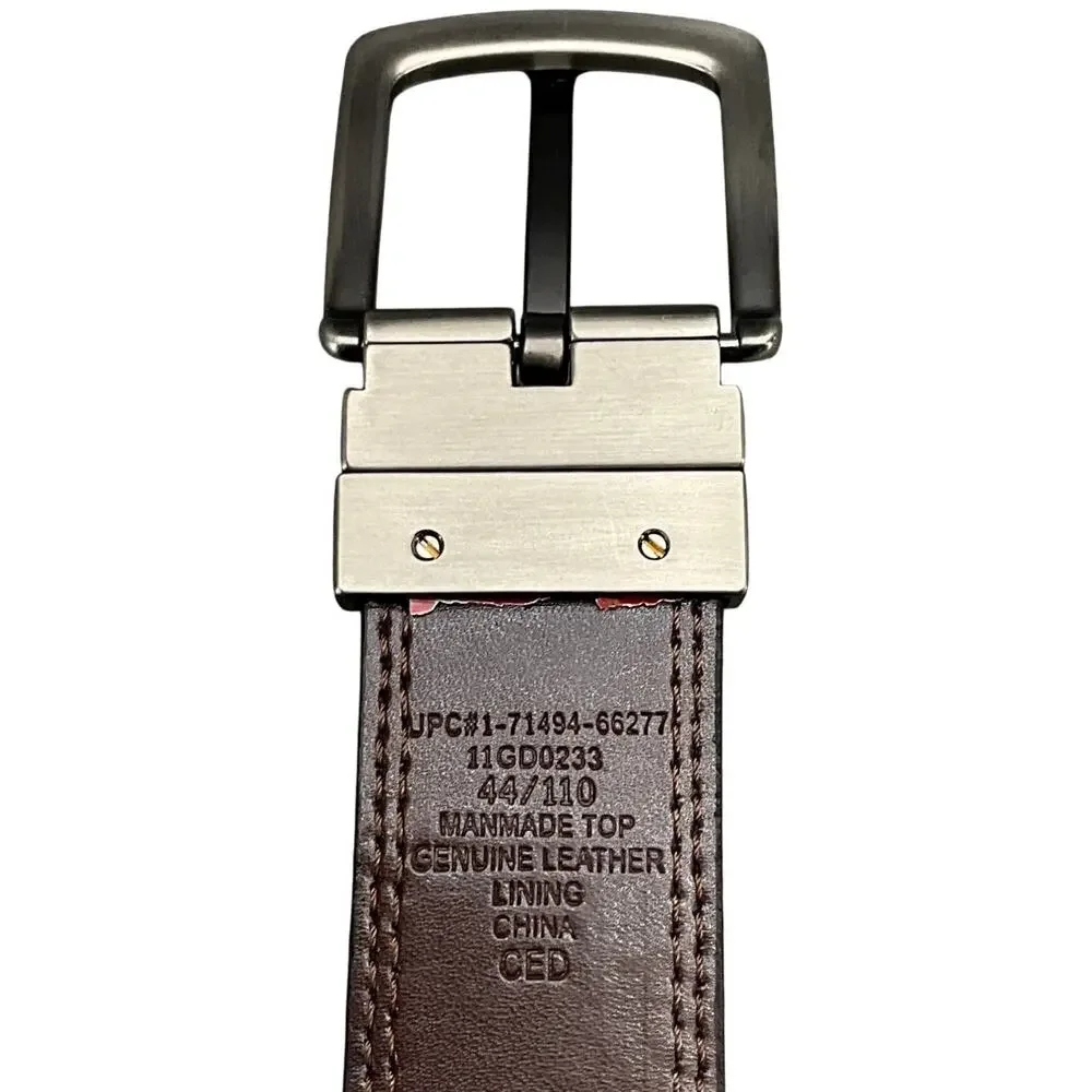 Dickies Reversible Black Brown Leather Brush Nickel Buckle Belt Men 40”- 46”